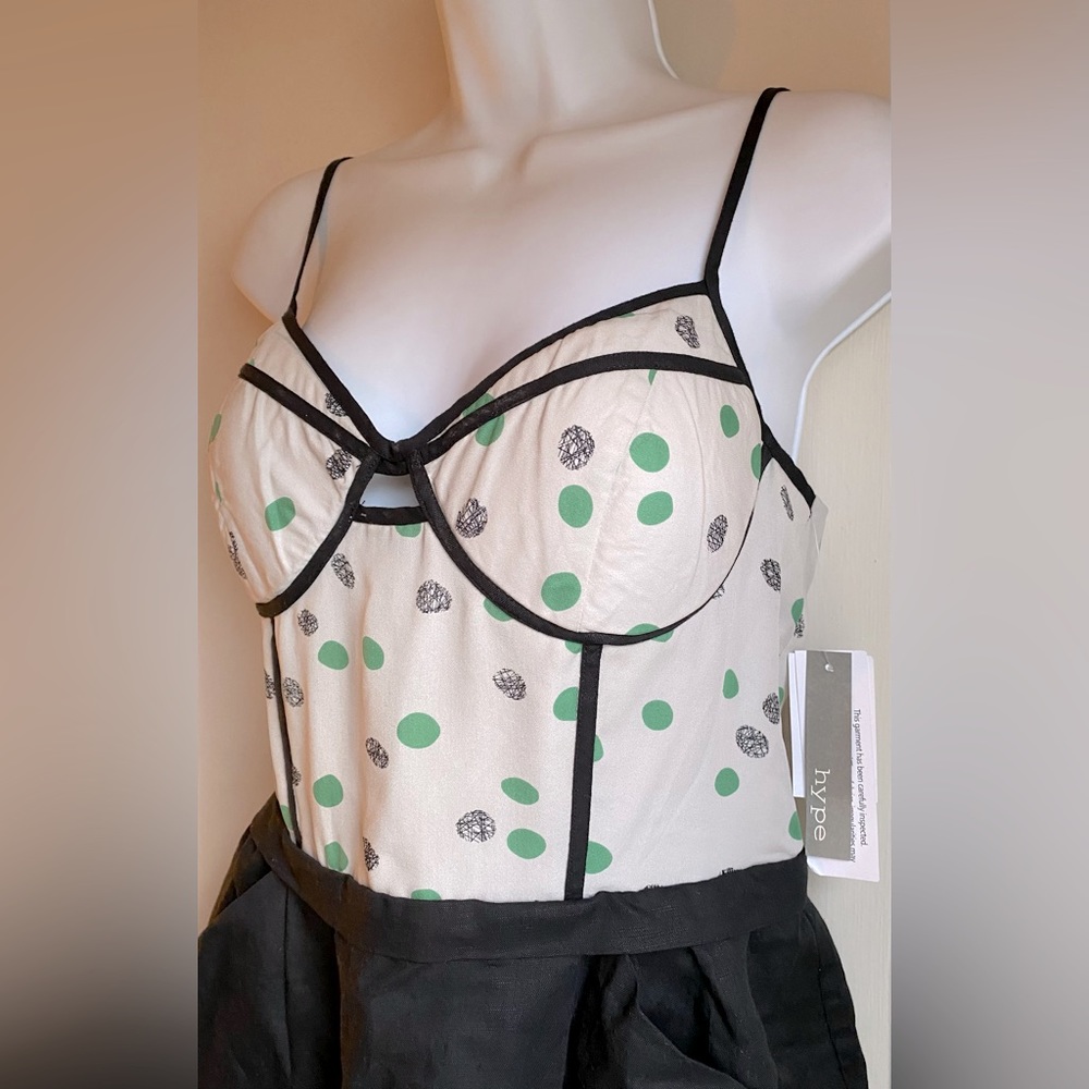SOLD Hype Spaghetti Strap lingerie inspired Dress black green white NWT Size 8